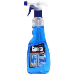 Моющее средство для стекол "SANITA" спрей с формулой антипыль с курком 500 мл.(15)