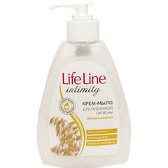 Мыло жидкое для интимной гигиены "LIFE LINE" крем овсяное молочко 280 мл.(15)