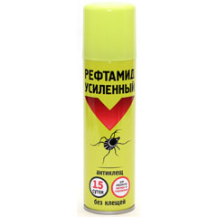 Средство от насекомых "РЕФТАМИД" аэрозоль усиленная защита от клещей 150 мл./скидки не действуют/(24)