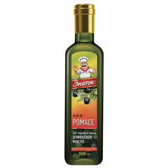 Масло оливковое "ЗНАТОК" Pomace для тушения и жарки ст/б 0,5 л.(12)