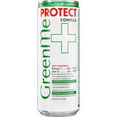 Напиток "GREENME PLUS PROTECT" газированный безалкогольный энергетический зеленая звезда банка 0,33 л./скидки не действуют/(12)