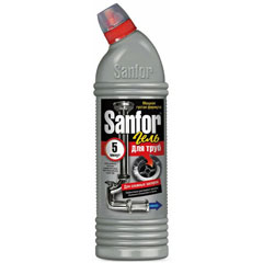 Чистящее средство для труб "SANFOR" прочистка труб на кухне 750 гр.(15)