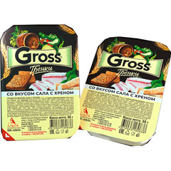 Гренки "GROSS" со вкусом сала с хреном 90 гр.(20)