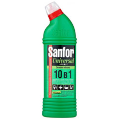 Чистящее средство "SANFOR UNIVERSAL" 10 в 1 санитарно - гигиеническое зеленое яблоко 750 мл./скидки не действуют/(15)