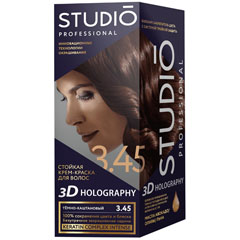 Краска для волос "STUDIO 3D HOLOGRAPHY" 3.45 темно-каштановый 1 шт./скидки не действуют/(6)