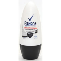 Дезодорант ролик антиперспирант "REXONA" антибактериальная + невидимая на черном и белом 50 мл.(6)