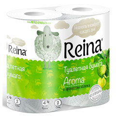 Бумага туалетная "REINA" барашка двухслойная яблоко 4 шт.(12)
