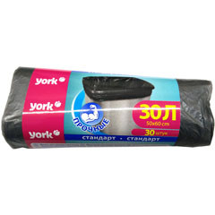 Мешки для мусора "YORK" прочные рулон 8 мкм 30 л.*30 шт черные 1 шт.(1)
