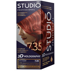 Краска для волос "STUDIO 3D HOLOGRAPHY" 7.35 ярко-рыжий 1 шт./скидки не действуют/(6)