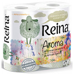 Бумага туалетная "REINA" барашка двухслойная цветочная свежесть 4 шт.(12)