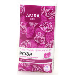 Носовые платки "AMRA" бумажные двухслойные белые с ароматом розы 10 шт.(240)
