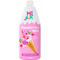 Гель для душа "MILK & FRUITS" крем молоко и малина 800 мл./скидки не действуют/(8)