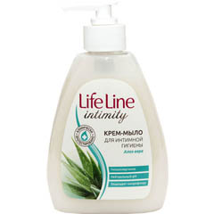 Мыло жидкое для интимной гигиены "LIFE LINE" крем алоэ вера 280 мл./скидки не действуют/(15)