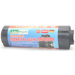 Мешки для мусора "MIRPACK EXTRA" ролик черные 14 мкм. 120 литров 10 шт.(30)