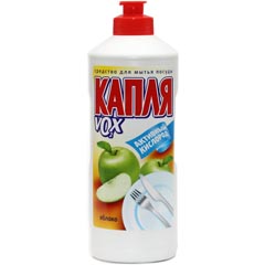 Моющее средство для посуды "КАПЛЯ VOX" комплекс 5 сода-эффект яблоко 500 мл.(15)