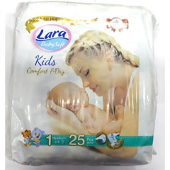 Подгузники "LARA BABY" №1 для новорожденных 2-5 кг. 25 шт./скидки не действуют/(8)