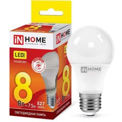 Лампа светодиодная "IN HOME" LED-A60-VC 8 Вт E27 3000К 760Лм 1 шт./скидки не действуют/(1)