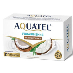 Мыло туалетное "AQUATEL" кокосовое молочко 90 гр./скидки не действуют/(24)
