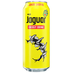 Напиток "JAGUAR WILD" желтый газированный безалкогольный энергетический вкус тропических фруктов банка 0,5 л.(12)
