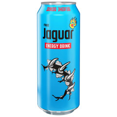 Напиток "JAGUAR FREE" синий газированный безалкогольный энергетический вкус энергетика банка 0,5 л.(12)