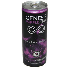 Напиток "GENESIS PURPLE STAR" газированный безалкогольный энергетический фиолетовая звезда банка 0,25 л.(12)