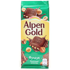 Шоколад "ALPEN GOLD" молочный фундук 85 гр./скидки не действуют/(21)