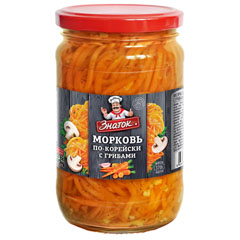 Морковь "ЗНАТОК" по - корейски с грибами ст/б 370 гр./скидки не действуют/(12)