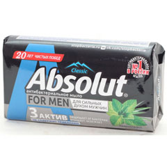Мыло туалетное "ABSOLUT" for men лемонграсс и мята антибактериальное 90 г(72)