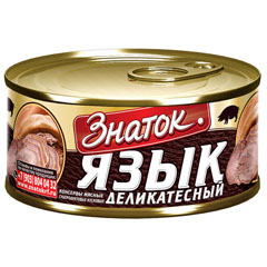 Язык "ЗНАТОК" деликатесный свиной ж/б (ключ) 325 гр./скидки не действуют/(12)