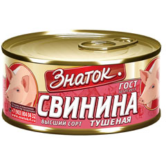 Свинина тушеная "ЗНАТОК" в/с ж/б (ключ) 325 гр.(18)