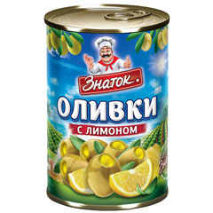 Оливки "ЗНАТОК" с лимоном ж/б (ключ) 280 гр.(12)