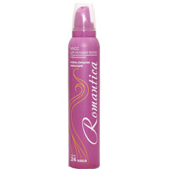 Мусс для волос "РОМАНТИКА" очень сильной фиксации с В-каротином (розовый) 200 мл.(24)