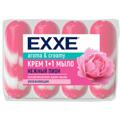 Мыло-крем "EXXE" 1+1 нежный пион полосатое розовое 4*90 гр 360 гр./скидки не действуют/(24)