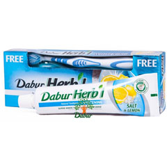Зубная паста "DABUR" с солью и лимоном 150 гр.+ зубная щетка/скидки не действуют/(48)