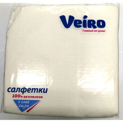 Салфетки бумажные "VEIRO" однослойные белые 24*24 100 шт.(45)