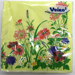 Салфетки бумажные "VEIRO" трехслойные полевые цветы 33x33 20 шт.(14)
