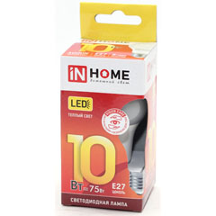 Лампа светодиодная "IN HOME" LED-A60-VC 10Вт 230В E27 3000К 900Лм 1 шт.(1)