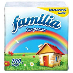 Салфетки бумажные "FAMILIA" 24*23 см 100 шт./скидки не действуют/(24)