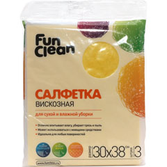 Салфетка "FUN CLEAN" вискозная для сухой и влажной уборки 30х38 см 3 шт.(50)