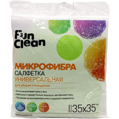 Салфетка "FUN CLEAN" из микрофибры универсальная для уборки 35*35 см 1 шт.(30)