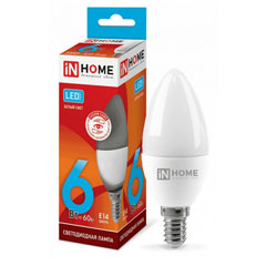 Лампа светодиодная "IN HOME" LED VC свеча С37 Е14 6W 4000K 1 шт./скидки не действуют/(1)