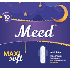 Прокладки "MEED" макси софт с крылышками в индивидуальной упаковке 10 шт./скидки не действуют/(24)