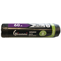 Мешки для мусора "GLIONNI ECONOM EXTRA" ролик черные 6 мкр. 60 литров 30 шт.(70)