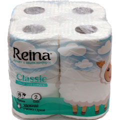 Бумага туалетная "REINA" барашка двухслойная белая 8 шт.(6)