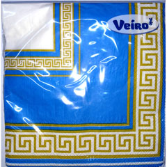 Салфетки бумажные "VEIRO" трехслойные эллада синий 33*33 20 шт.(14)
