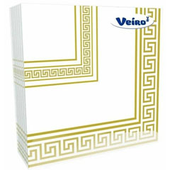 Салфетки бумажные "VEIRO" трехслойные эллада белая 33*33 20 шт.(14)